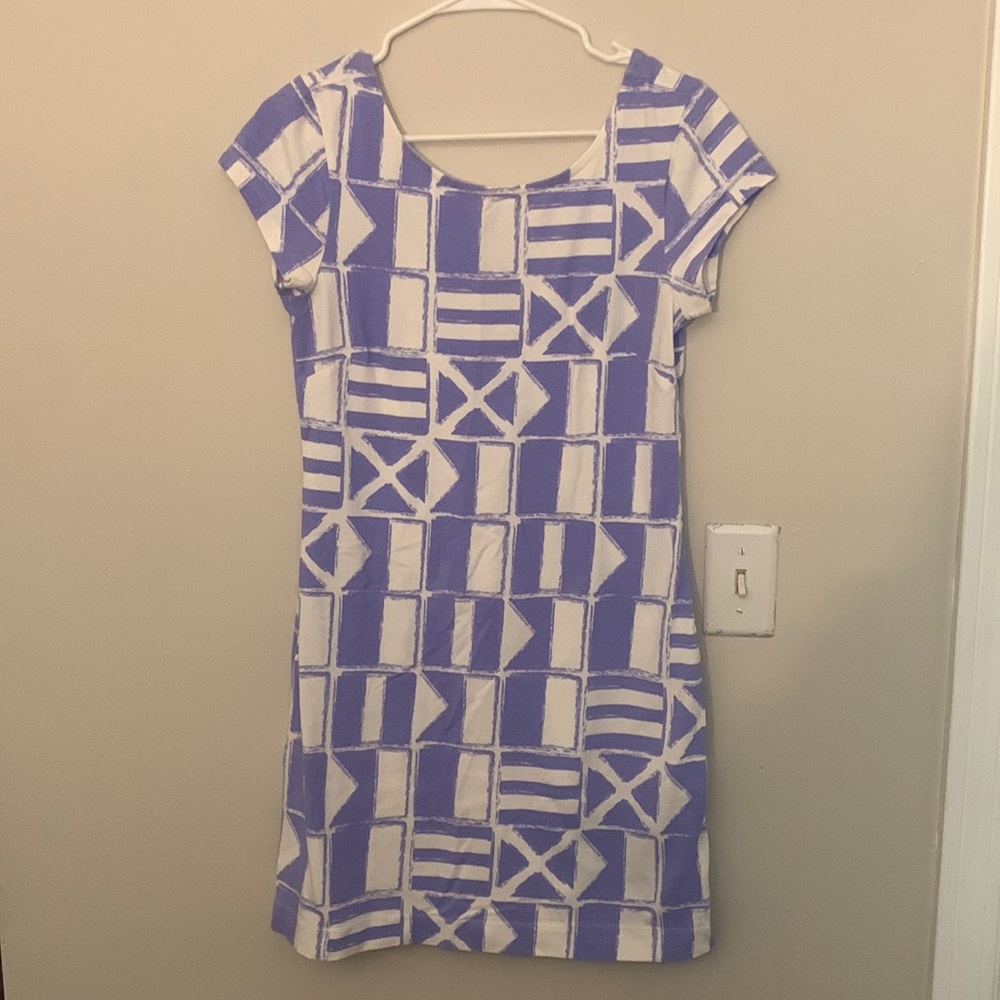 Women’s Mahi Gold purple and white flag print dress